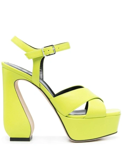 Shop Si Rossi Leather Heel Sandals In Yellow