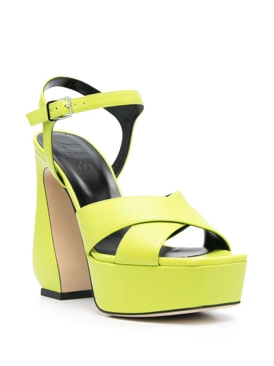 Shop Si Rossi Leather Heel Sandals In Yellow