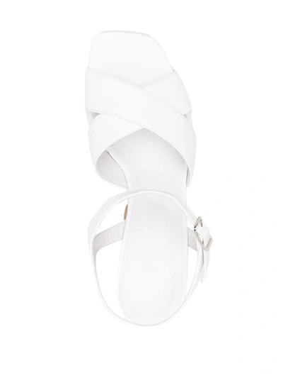 Shop Si Rossi Leather Heel Sandals In White
