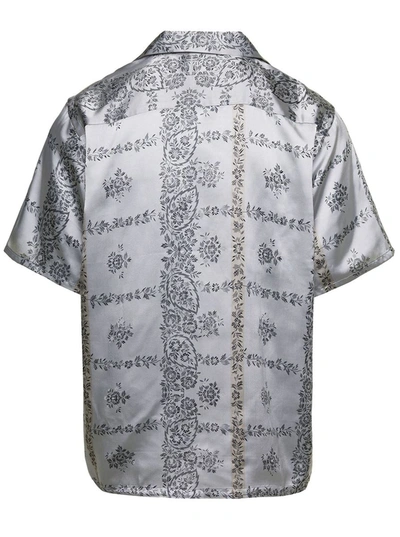 Shop Needles Silver Bowling Shirt With All-over Floreal Print In Cupro Man In Grey