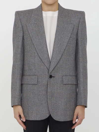 Shop Saint Laurent Single-breasted Flannel Jacket In White