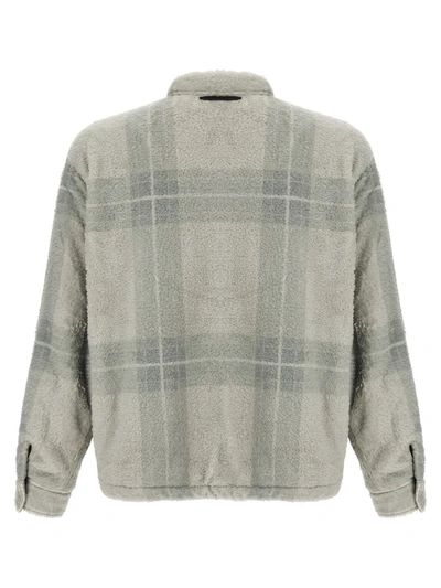 Shop Stampd 'plaid Cropped Sherpa Buttondown' Jacket In Green