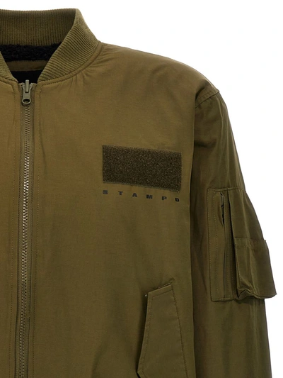 Shop Stampd 'sherpa Lined' Bomber Jacket In Green