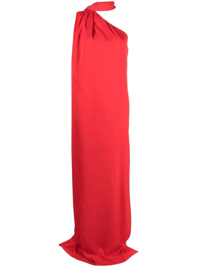 Shop Stella Mccartney Long One Shoulder Dress In Red