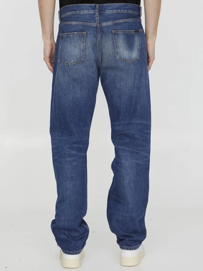 Shop Saint Laurent Straight Denim Jeans In Blue