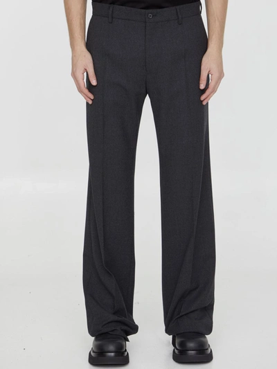 Shop Dolce & Gabbana Stretch Flannel Trousers In Grey