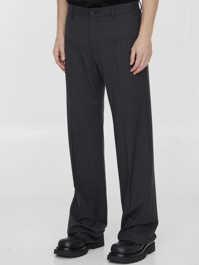 Shop Dolce & Gabbana Stretch Flannel Trousers In Grey