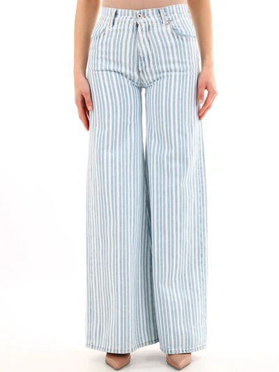 Shop Off-white Striped Palazzo Pants In Blue