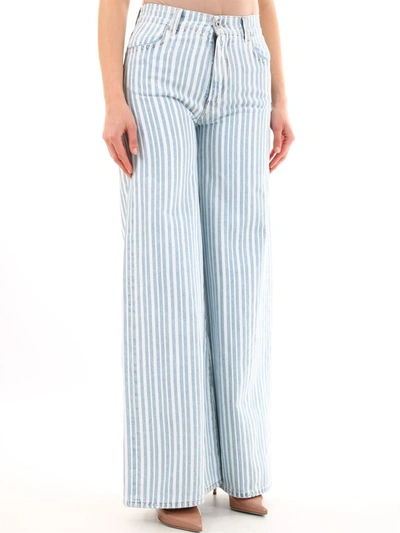 Shop Off-white Striped Palazzo Pants In Blue