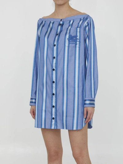 Shop Etro Striped Shirt Dress In Blue