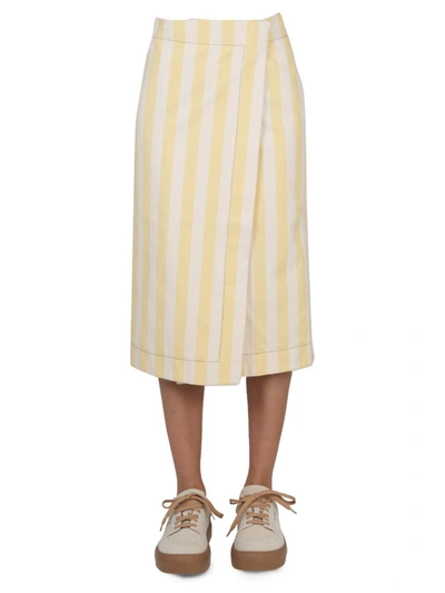 Shop Sunnei Striped Pattern Skirt In Beige