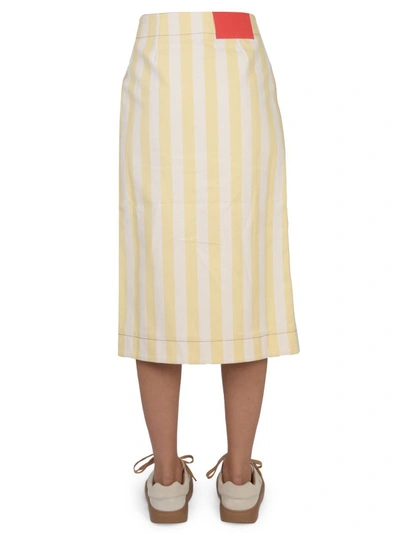 Shop Sunnei Striped Pattern Skirt In Beige