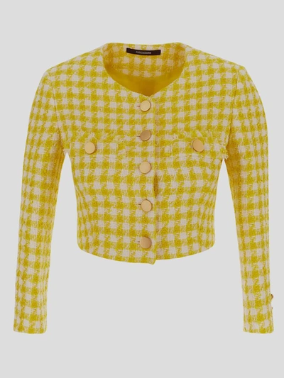 Shop Tagliatore Rosy Cropped Jacket In Yellow