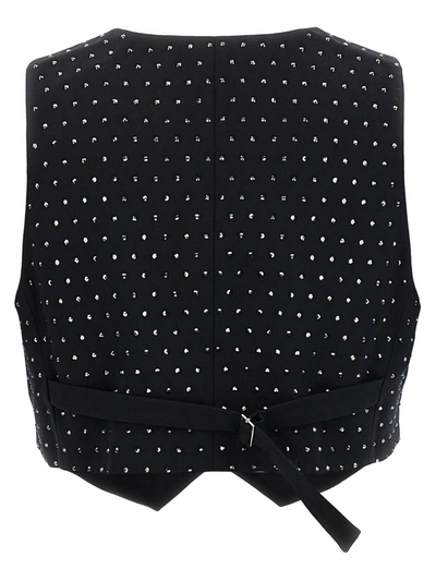 The Andamane Crystal V-neck Studded Waistcoat In Black
