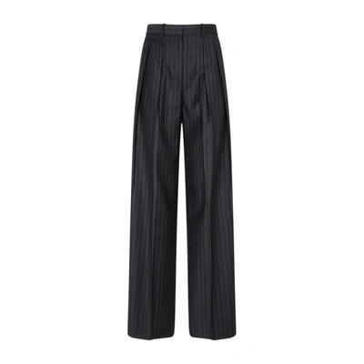 Shop Theory Double Pleat Pant In Pinstripe Wool Flannel Pants In Grey