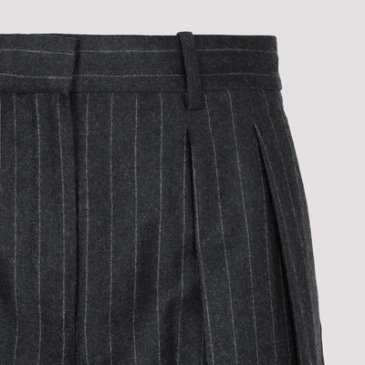 Shop Theory Double Pleat Pant In Pinstripe Wool Flannel Pants In Grey