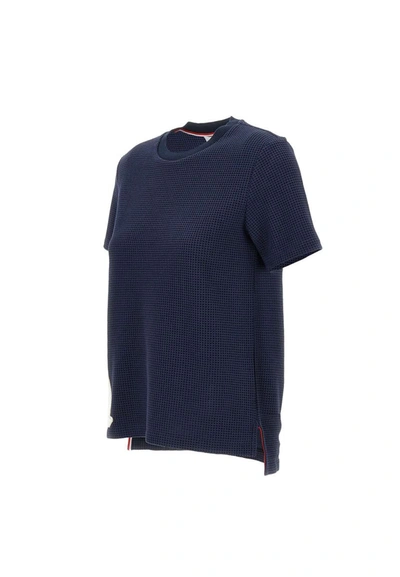 Shop Thom Browne "short Sleeve Tee" Cotton T-shirt In Blue