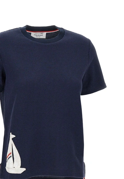 Shop Thom Browne "short Sleeve Tee" Cotton T-shirt In Blue