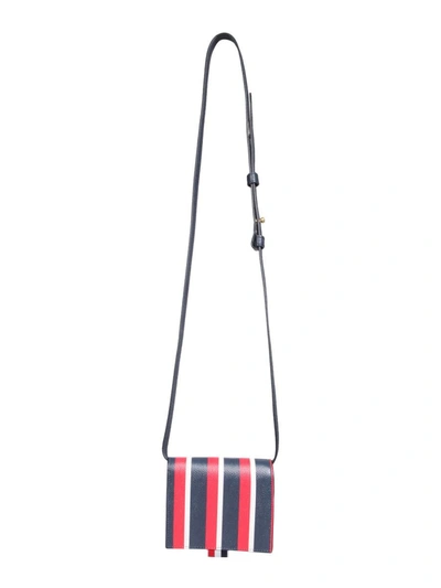 Shop Thom Browne Card Holder With Shoulder Strap In Multicolour