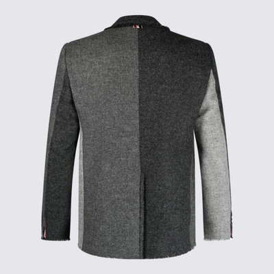 Shop Thom Browne Light And Dark Grey Wool Blazer In Lt Grey