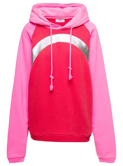 Shop Erl 'rainbow' Multicolor Oversized Hoodie In Cotton Woman In Pink