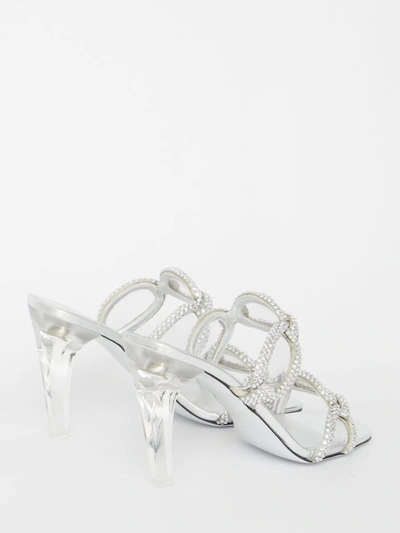 Shop Valentino Garavani Chain 1967 Slide Sandals In Silver