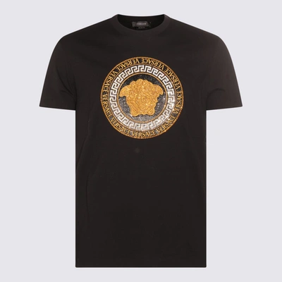 Shop Versace Black Cotton Medusa T-shirt