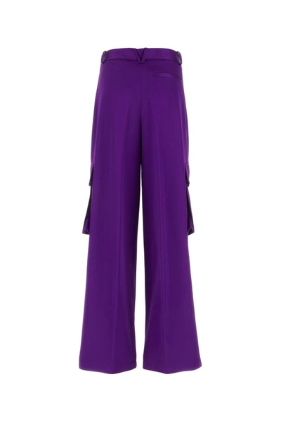 Versace Duchesse Viscose Informal Wide-leg Cargo Pant In Brightdarkorchid