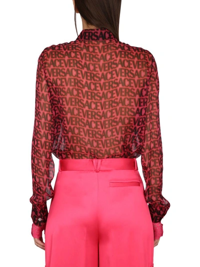 Shop Versace Silk Shirt In Fuchsia