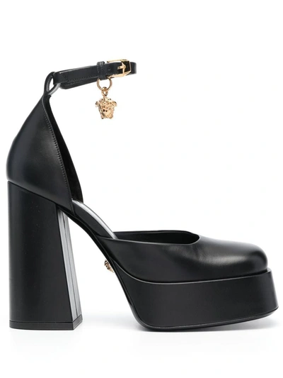 Shop Versace With Heel In Black- Gold
