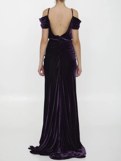 Shop Costarellos Violet Velvet Dress In Purple