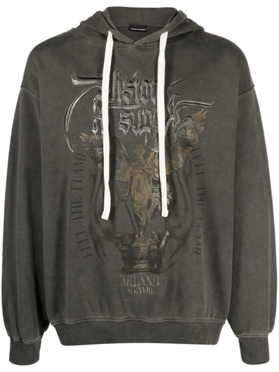 Shop Vision Of Super Stonewash Hoodie With Rock Mather Graphic Clothing In Grey