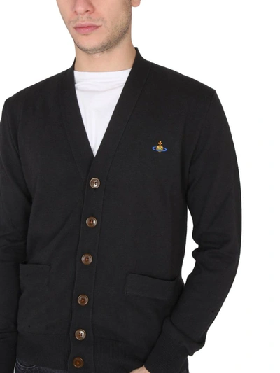 Shop Vivienne Westwood Cardigan With Orb Embroidery In Black