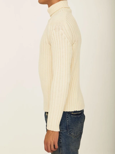 Ten C Slim Fit Wool Turtleneck Sweater In White