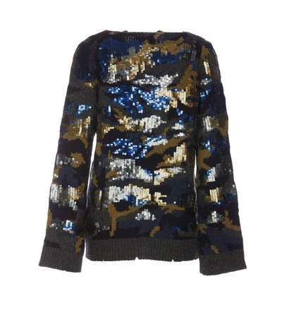 Zadig & Voltaire Cosmy Camo Sequin Sweater In Multicolour