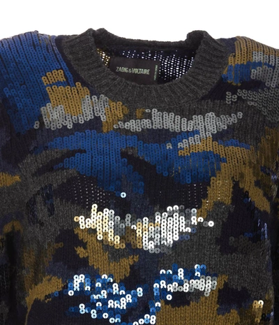 Zadig & Voltaire Cosmy Camo Sequin Sweater In Multicolour