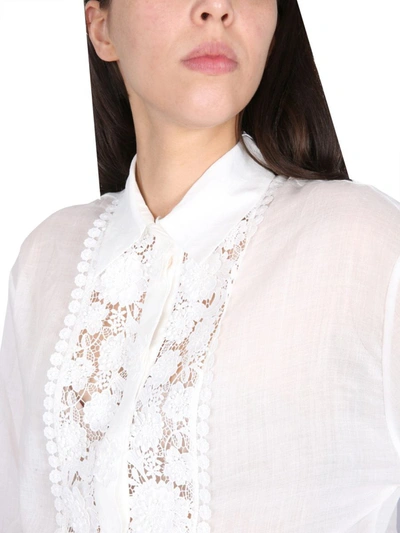Shop Zimmermann Lace Flower Shirt In Ivory