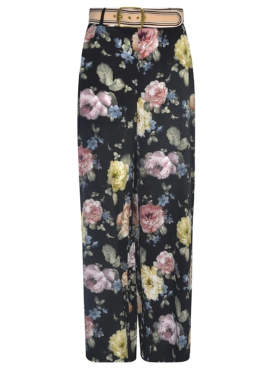 Shop Zimmermann Trousers In Multi Floral Black