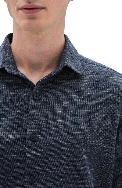 Shop Robert Barakett Capri Chevron Jacquard Cotton Knit Button-up Shirt In Navy