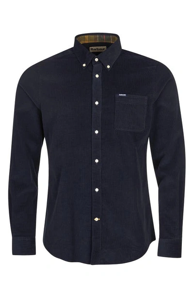 Shop Barbour Ramsey Tailored Fit Corduroy Button-down Shirt In Navy