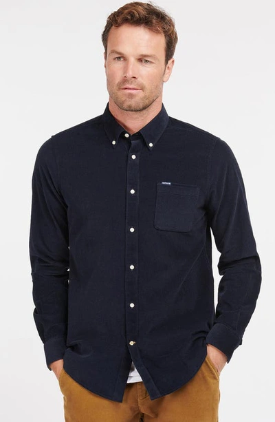 Shop Barbour Ramsey Tailored Fit Corduroy Button-down Shirt In Navy