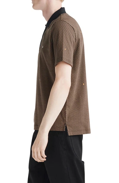 Rag & Bone Geometric Print Polo In Tan Multi