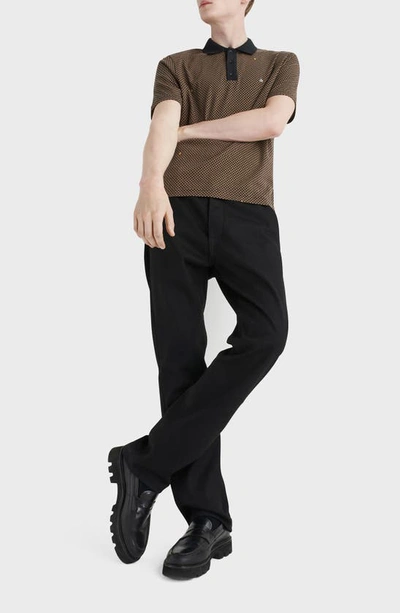 Rag & Bone Geometric Print Polo In Tan Multi