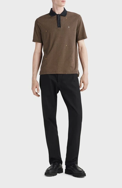 Rag & Bone Geometric Print Polo In Tan Multi