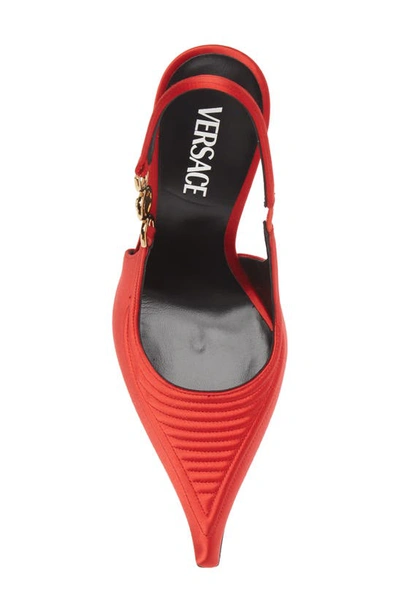 Shop Versace Medusa '95 Corset Pointed Toe Slingback Pump In Scarlet