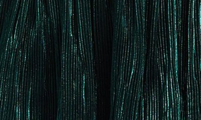 Shop Dress The Population Tasha Metallic Plissé Minidress In Deep Emerald