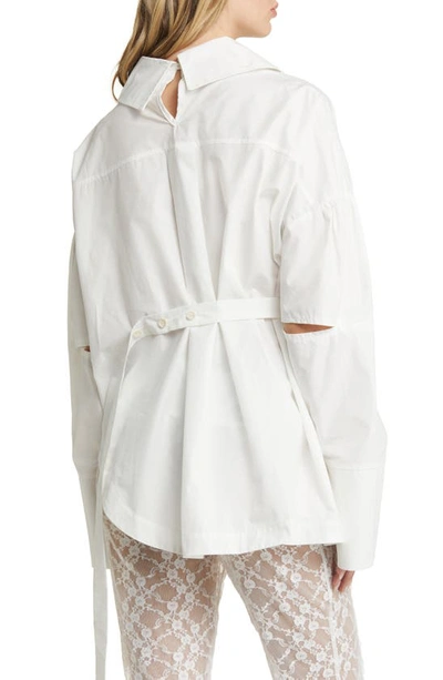 Shop House Of Sunny The Artists Way Asymmetric Cotton Button-up Shirt In Ivory Sail