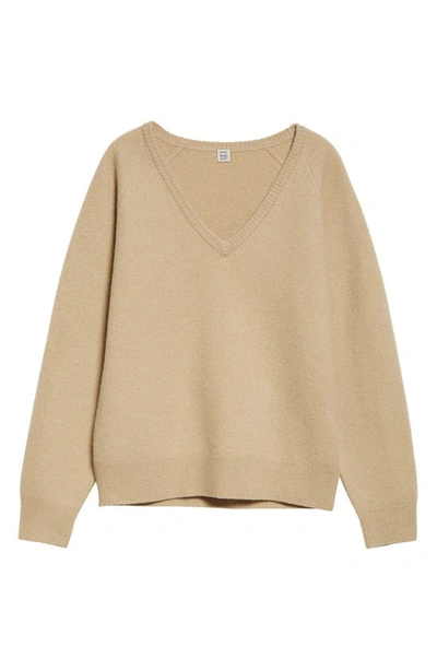 Shop Totême Felted Stretch Wool Sweater In Oat