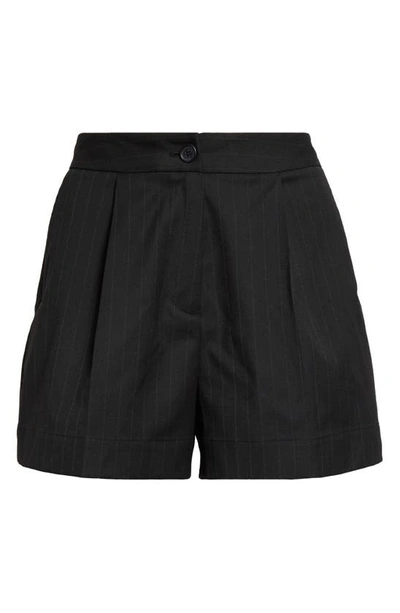 Shop Atm Anthony Thomas Melillo Pinstripe Pleated Twill Shorts In Black