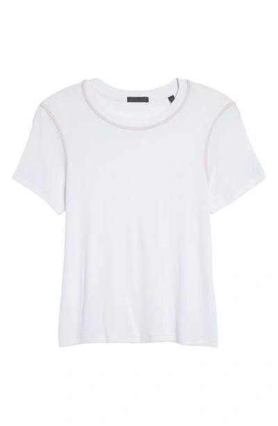 Shop Atm Anthony Thomas Melillo Contrast Stitch Crewneck T-shirt In White/ Clay